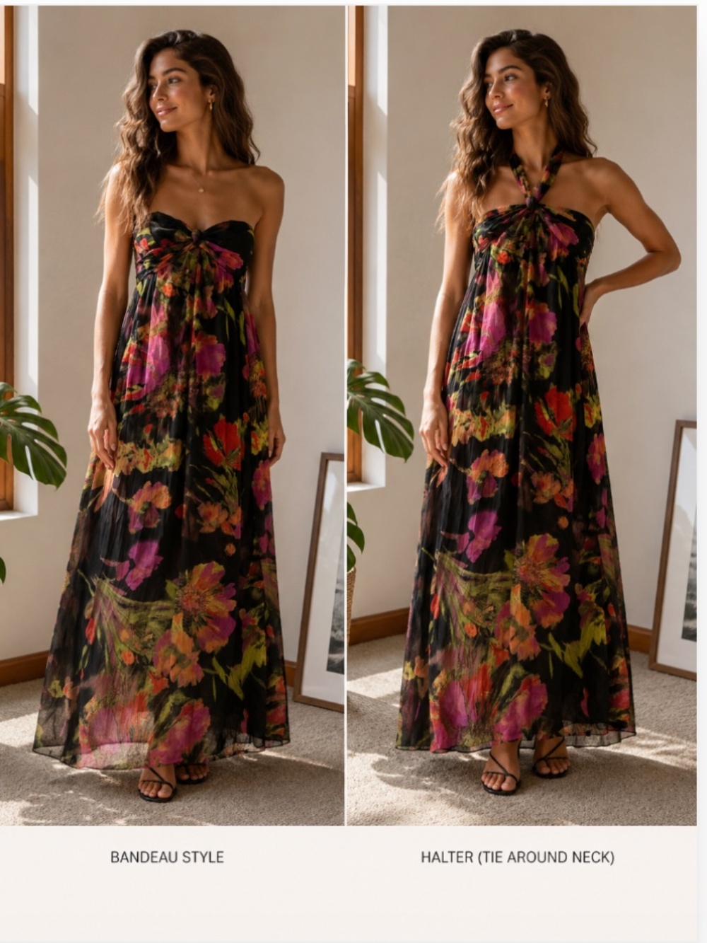 Black floral dress, Small